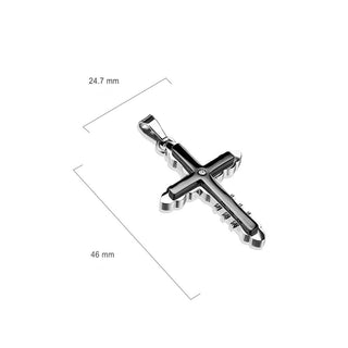 Collier Croix Zircone Noir Argent