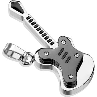 Collier Guitare Noire Argent