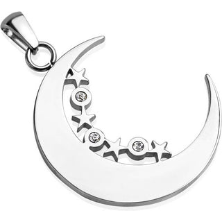 Collier Étoiles Lune Zircone Argent
