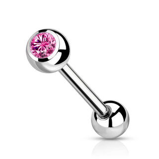 Titane Barre Bille Zircone Argent