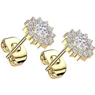 Titane Bouton d'Oreille fleur zircone