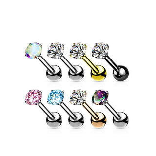 Titane Barre Zircone Ronde