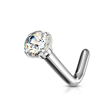 Titane Nez En Forme de L Zircone Ronde Argent