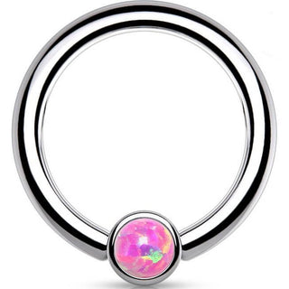 Titane Anneau Bille Opale Plate Argent Pliable