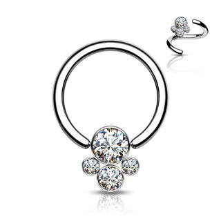 Titane Anneau 4 Zircone Argent Bille Captive