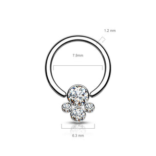 Titane Anneau 4 Zircone Argent Bille Captive