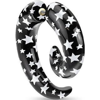 Faux Plug Spirale étoiles noires