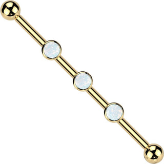 Titane Barre industriel 3 pierres en zircone opale assemblée sur monture Filetage Interne