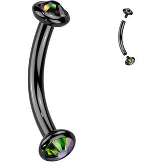Titane Barre Courbée zircone opale Filetage Interne