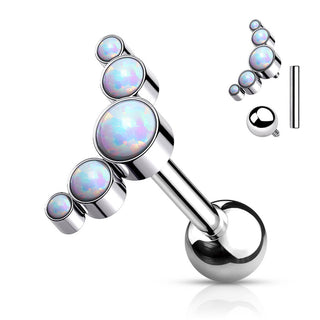 Titane Barre 5 Opales Argent Filetage Interne