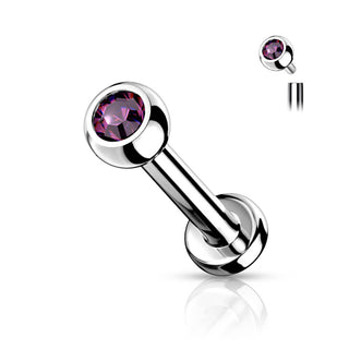 Titane Labret Bille Zircone Argent Filetage Interne