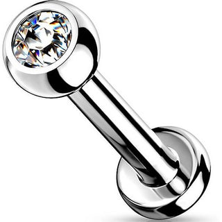 Titane Labret Bille Zircone Argent Filetage Interne