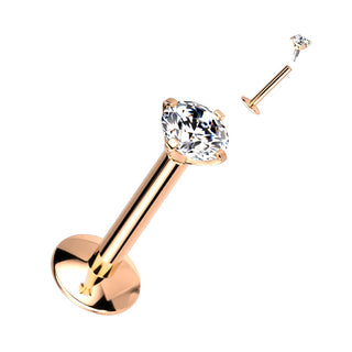 Titane Labret Zircone Filetage Interne