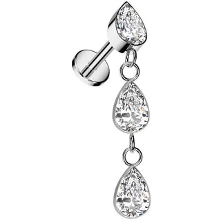 Titane Labret Larme zircone pendentif Filetage Interne