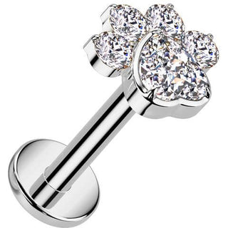 Titane Labret patte zircone Filetage Interne