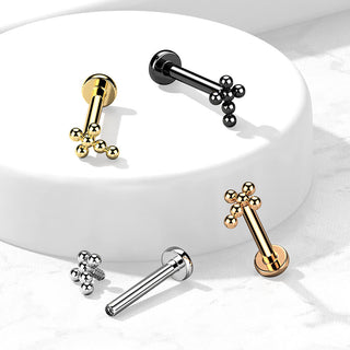 Titane Labret Croix Filetage Interne