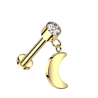 Titane Labret Lune Zircone Filetage Interne
