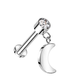 Titane Labret Lune Zircone Filetage Interne