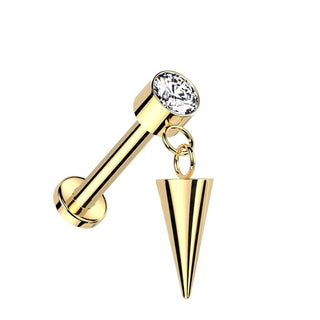 Titane Labret Pointe Zircone Filetage Interne