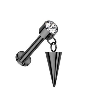 Titane Labret Pointe Zircone Filetage Interne