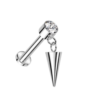 Titane Labret Pointe Zircone Filetage Interne