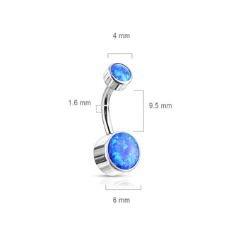 Titane Piercing Nombril Opale Ronde Argent Filetage Interne