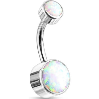 Titane Piercing Nombril Opale Ronde Argent Filetage Interne