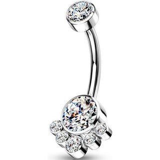 Titane Piercing Nombril Zircone Argent Filetage Interne
