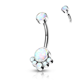 Titane Piercing Nombril Opale Argent Filetage Interne