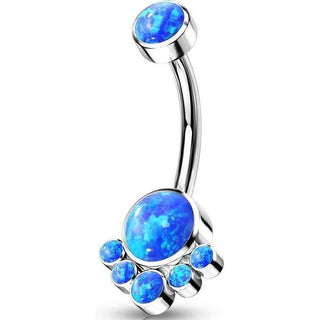 Titane Piercing Nombril Opale Argent Filetage Interne