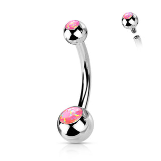 Titane Piercing Nombril Bille Opale Filetage Interne