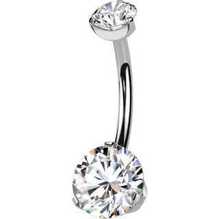 Titane Piercing Nombril Zircone Filetage Interne