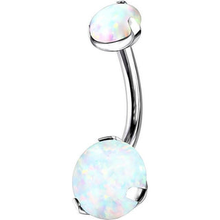 Titane Piercing Nombril Opal Serti Griffe Filetage Interne