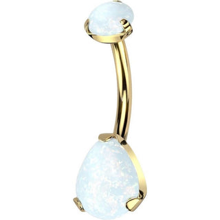 Titane Piercing Nombril Goutte Opale Seti Griffe Filetage Interne