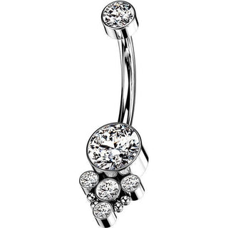 Titane Piercing Nombril Zircone Opale Argent Filetage Interne