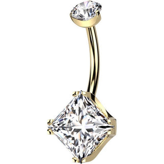 Titane Piercing Nombril Zircone Carrée Filetage Interne