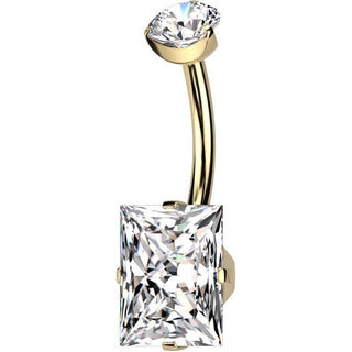 Titane Piercing Nombril Zircone Carrée Filetage Interne