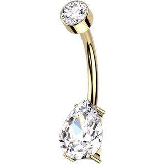 Titane Piercing Nombril Goutte Zircone Filetage Interne