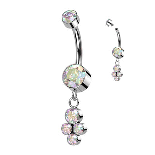 Titane Piercing Nombril Pendentif Zircone Argent Filetage Interne