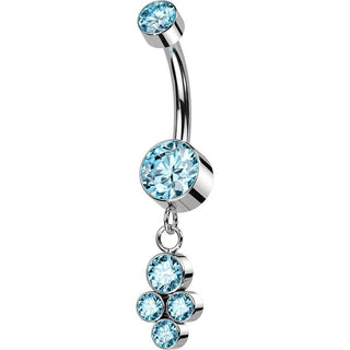 Titane Piercing Nombril Pendentif Zircone Argent Filetage Interne