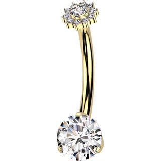Titane Piercing Nombril fleur zircone Filetage Interne