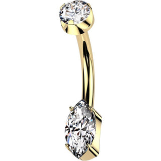 Titane Piercing Nombril marquise ronde en zicorne Filetage Interne