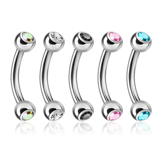Sourcil Bille Zircone Argent, 5 morceaux