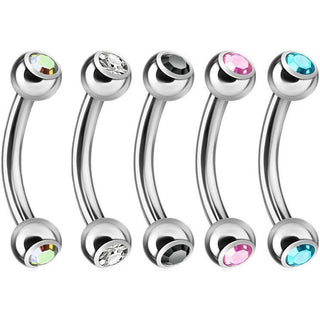 Sourcil Bille Zircone Argent, 5 morceaux