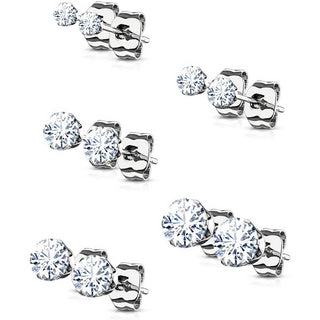 Bouton d'Oreille Zircone Argent 5 paires, 5 paires