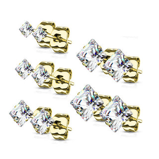 Bouton d'Oreille Zircone carrée 5 paires, 5 paires