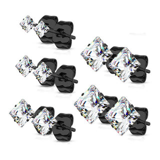 Bouton d'Oreille Zircone carrée 5 paires, 5 paires