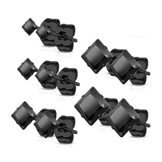 Bouton d'Oreille Zircone carrée 5 paires, 5 paires