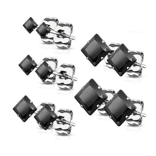 Bouton d'Oreille Zircone carrée 5 paires, 5 paires