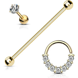 Barre Ensemble Zircone Barbell Anneau, 3 morceaux